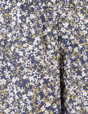 Linen Viscose Wide Cropped Pant, INDIGO MIX, swatch