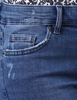 Chewed Hem Denim w/Stretch, MEDIUM INDIGO, swatch