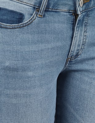 Drop Hem Denim w/Stretch, LIGHT INDIGO, swatch