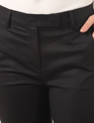 Cotton Mix Plain Regular Fit Trouser, BLACK, swatch