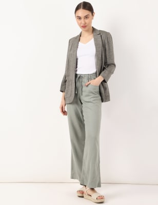 

Womens M&S Collection Linen Pocket Front Blazer - Dark Khaki, Dark Khaki