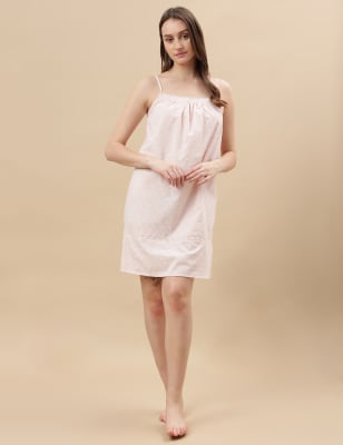 

Marks & Spencer Pure Cotton Self Design Strappy Night Dress (FEMALE, BLUSH PINK, 18)