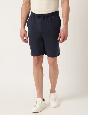 

Marks & Spencer Cotton Blend Solid Shorts (MALE, DARK NAVY, L)