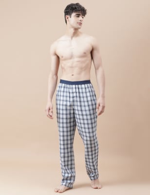 

Marks & Spencer Cotton Mix Checked Relaxed Fit Pyjama (MALE, NAVY MIX, S)