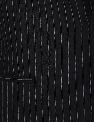 Regular Fit Linen Rich Striped Suit Jacket, BLACK, swatch