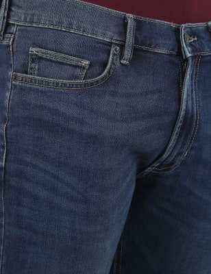 Cotton Mix Plain Slim Fit Jeans, SLATE BLUE, swatch