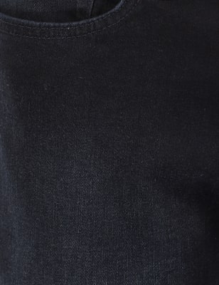 Cotton Mix Plain Regular Fit Jeans, DARK INK, swatch