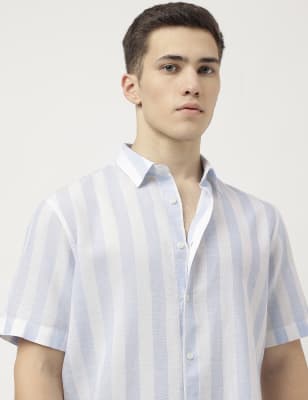 

Marks & Spencer Relaxed Fit Linen Blend Striped Shirt (MALE, WHITE MIX, XL)