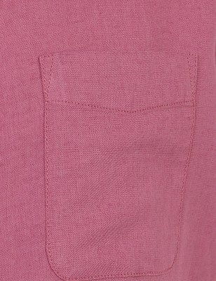 Linen Mix Plain Spread Collar Shirts, DUSTED PLUM, swatch