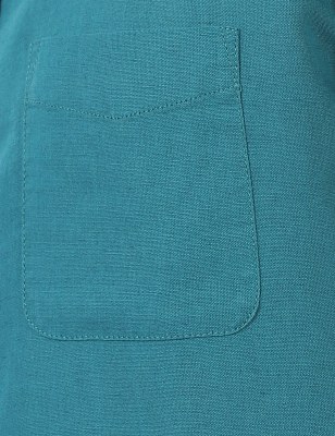 Linen Mix Plain Spread Collar Shirts, JADE, swatch