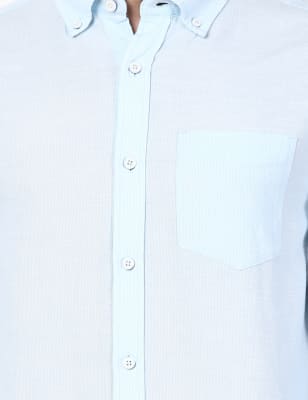 Linen Mix Striper Shirt, BLUE MIX, swatch