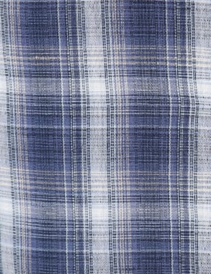 Linen Mix Check Shirt, BLUE MIX, swatch