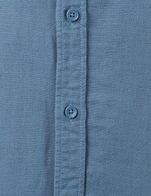 Linen Mix Solid Shirt, BLUE, swatch