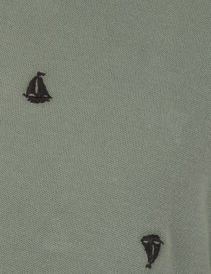 Boat Print Polo T-Shirt, ANTIQUE GREEN, swatch