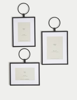 

Set of 3 Metal Hanging Photo Frames - Black, Black