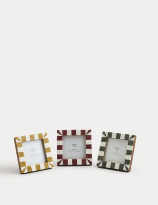 

M&S Collection Set of 3 Checked Photo Frames 3x3 inch - Multi, Multi