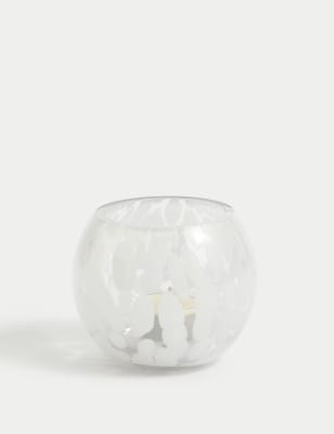 

M&S Collection Confetti Glass Tealight Holder - White, White