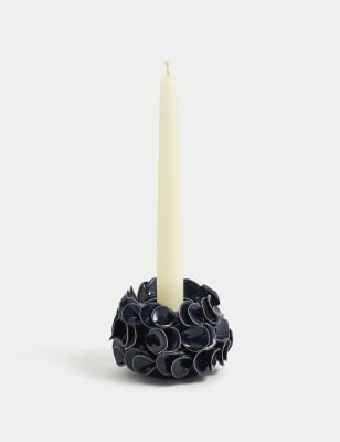 

M&S Collection Petal Ceramic Candle Holder - Blue, Blue