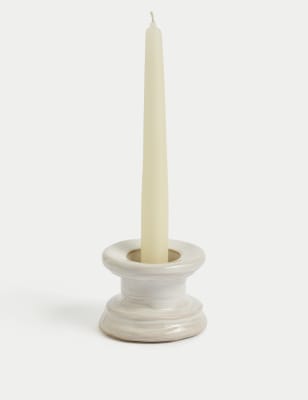 

M&S Collection Ceramic Dinner Candle & Tealight Holder - White, White