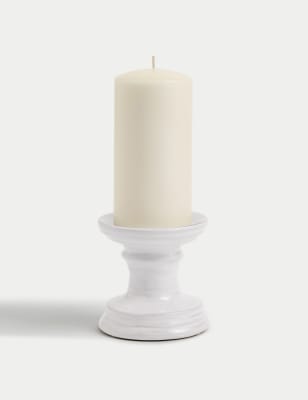 

M&S Collection Ceramic Pillar Candle Holder - White, White