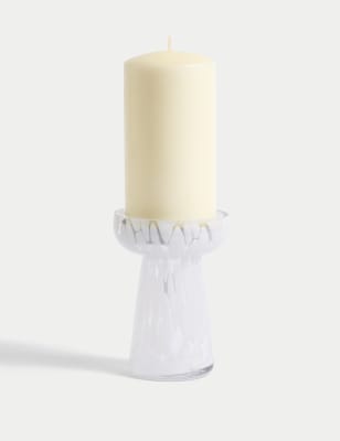 

M&S Collection Glass Confetti Pillar Candle Holder - White, White