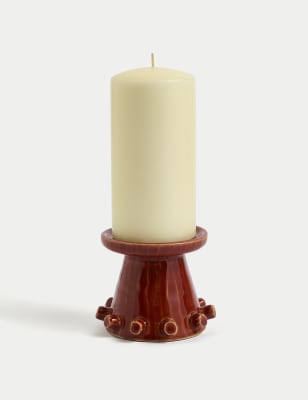 

M&S Collection Ceramic Pillar Candle Holder - Rust, Rust