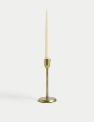 

M&S Collection Metal Patina Dinner Candle Holder - Gold, Gold