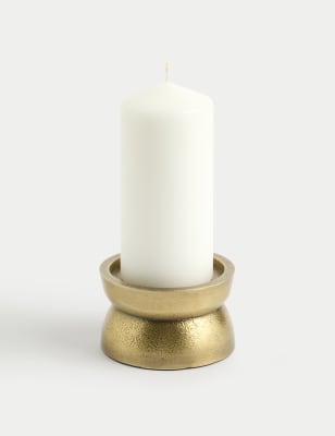 

M&S Collection Metal Pillar Candle Holder, Gold