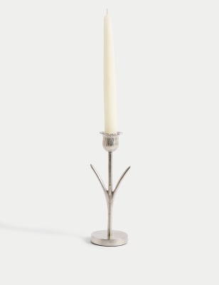 

M&S Collection Tulip Metal Dinner Candle Holder - Silver, Silver