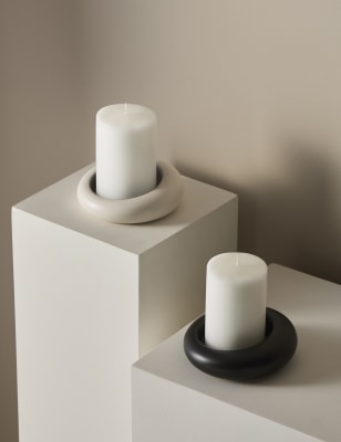 

M&S X Kelly Hoppen Curved Pillar Candle Holder - Black, Black