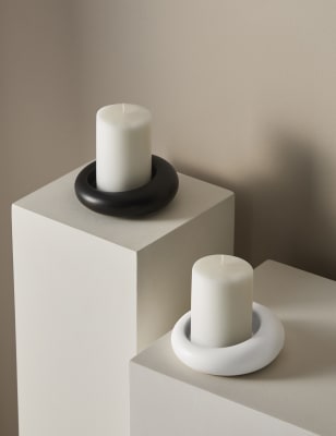 

M&S X Kelly Hoppen Curved Pillar Candle Holder - White, White