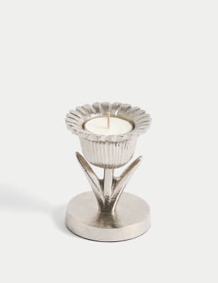 

M&S Collection Tulip Metal Candle Holder - Silver, Silver