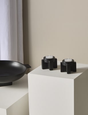 

M&S X Kelly Hoppen Four Point Ceramic Tealight Holder - Black, Black