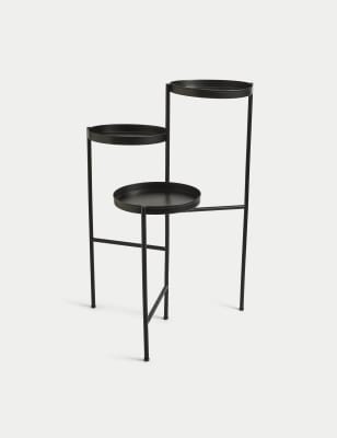 

M&S Collection Maceta con pie metalizada de tres niveles - Negro, Negro
