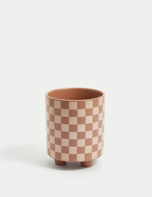 

M&S Collection Chequerboard Ceramic Planter - Terracotta, Terracotta