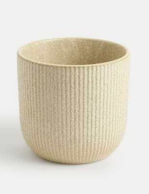 

M&S Collection Ridged Ceramic Planter - White Mix, White Mix