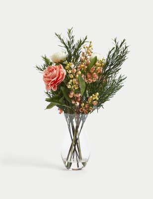 

M&S Collection Artificial Flower Arrangement in Glass Vase - Clear, Clear