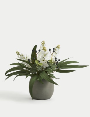 

M&S Collection Artificial Hyacinth Arrangement in Ceramic Pot - White, White