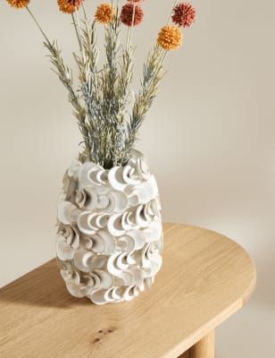 

M&S Collection Layered Petal Ceramic Vase - White Mix, White Mix