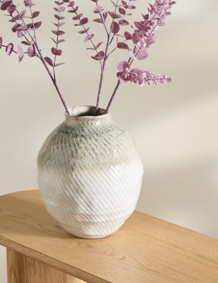 

M&S Collection Reactive Glaze Textured Ceramic Vase - Neutral, Neutral