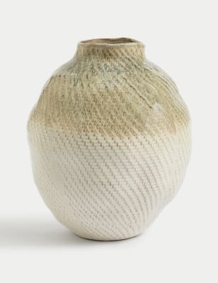 

M&S Collection Reactive Glaze Textured Ceramic Vase - Neutral, Neutral