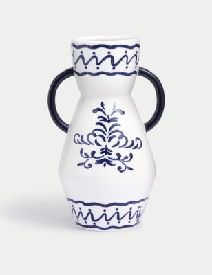 

M&S Collection Medium Handpainted Floral Ceramic Vase, Blue Mix