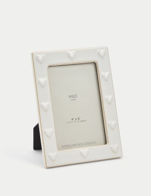 

M&S Collection Ceramic Heart Photo Frame 4x6 Inch - White, White