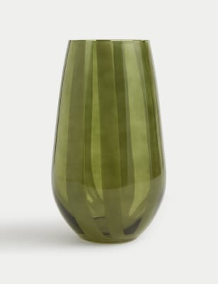 

M&S Collection Large Striped Vase - Moss, Moss