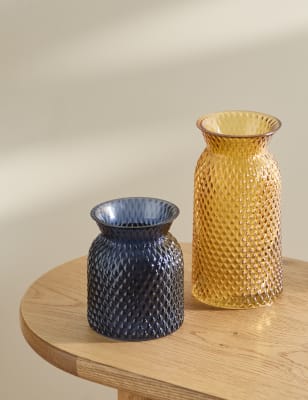 

M&S Collection 2pk Textured Glass Vases - Multi, Multi