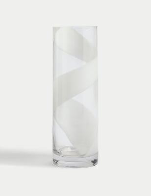 

M&S Collection Swirl Glass Cylinder Vase - White, White