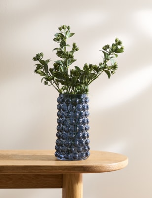 

M&S Collection Bobble Cylinder Vase - Blue, Blue