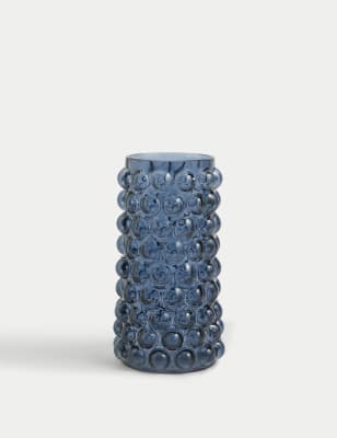 

M&S Collection Bobble Cylinder Vase - Blue, Blue