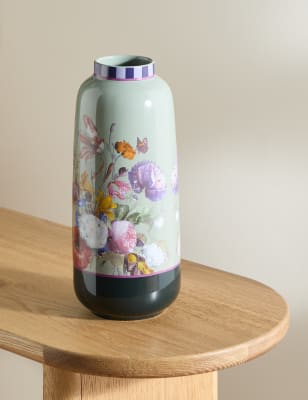 

M&S X National Gallery Tall Floral Ceramic Cylinder Vase, Multi