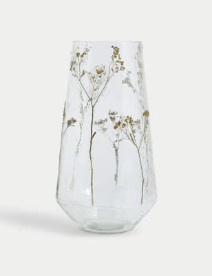 

M&S Collection Medium Pressed Flower Glass Vase - Clear, Clear